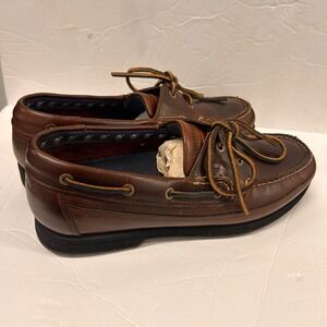 Timberland Men's Handsewn Brown Leather Classic 2 Eye Boat Shoes Sz 11